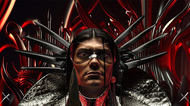 a futuristic image of an indigenous man