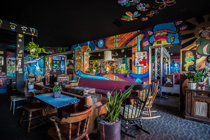 Image: interior of an art bar