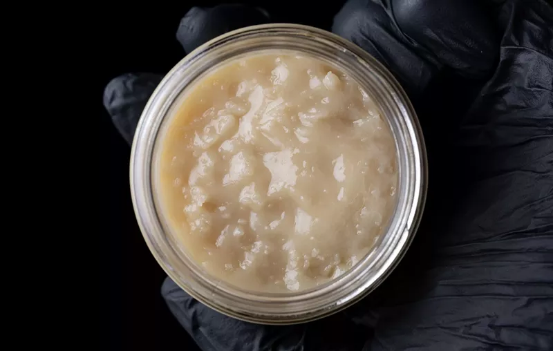 Image: A gram of cold cured hash rosin from DabLogic