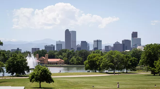 Denver skyline from park