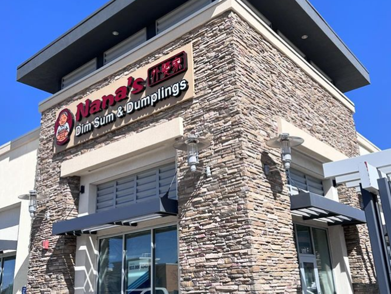 Image: exterior of a building with a Nana's Dim Sum sign