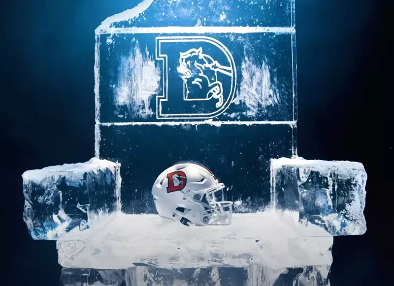 Image: A promotional ad for the new alternate Denver Broncos helmets that were revealed on July 25.