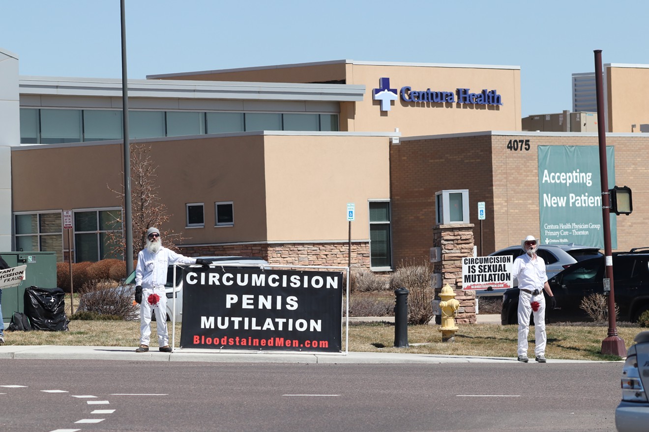 Intactivists protest outside Centura Health in Thornton