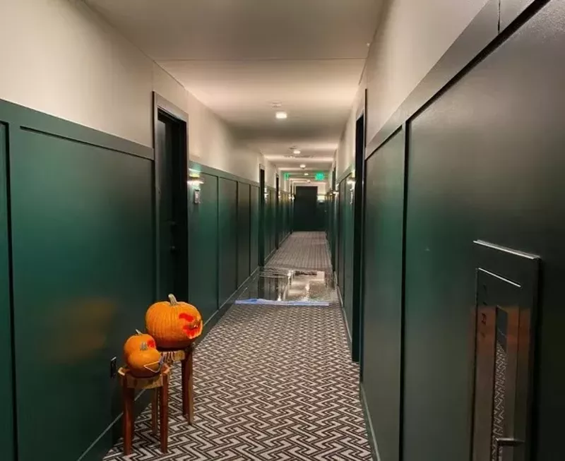 Image: flooded apartment hallway