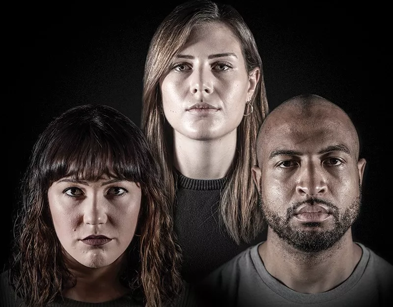 Image: Eliza Lucero, Lillian House and Joel Northam after their arrests last fall.