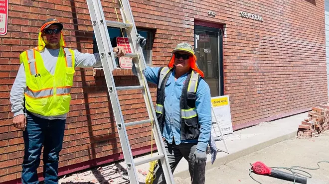 A building and a ladder