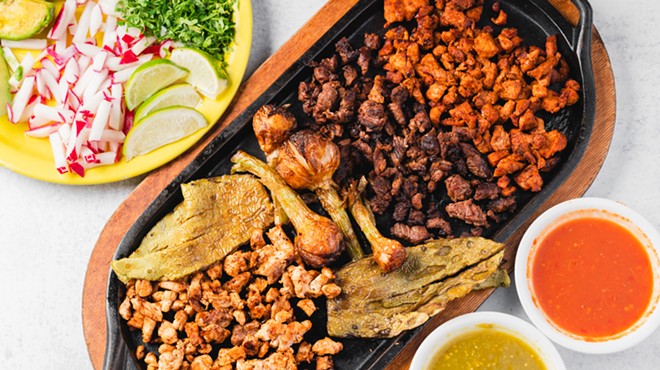 a platter of various taco meats