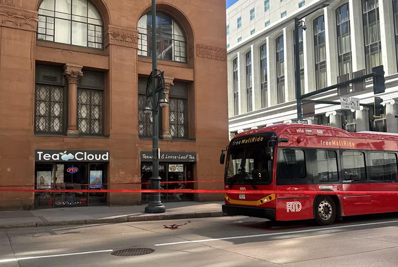 Image: Blood is seen on 17th Street following the crash on March 13, 2025.