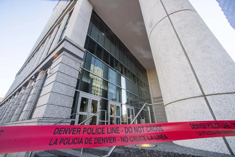 Image: The Ralph L. Carr Colorado Judicial Center was blocked off by police tape on Tuesday afternoon.