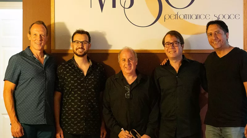 Image: Pianist Justin Adams (far left) formed Medianoche Honrado in 2018 in memory of the late, great Denver bassist Jimmy Trujillo.