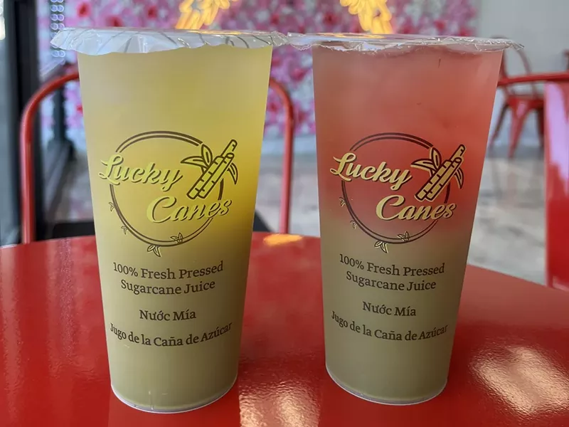 Image: Two drinks with the Lucky Canes logo.