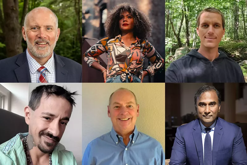 Image: From top left to bottom right: Peter Sonski, Claudia De la Cruz, Chris Garrity, Brian Anthony Perry, Bill Frankel, Shiva Ayyadurai.