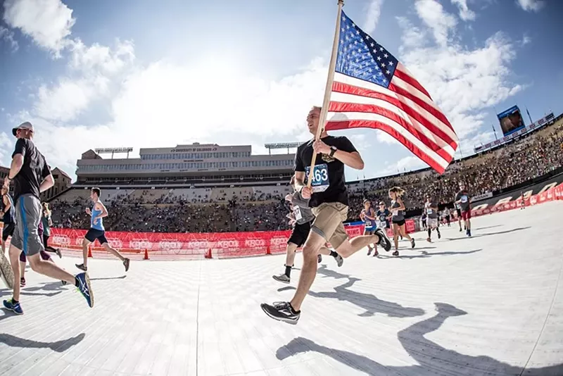 Image: runner with flag