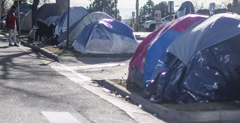Image: tents on Denver street.