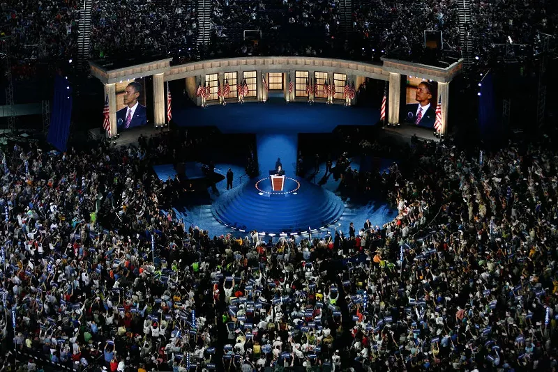 Image: Barack Obama crowd mile high stadium