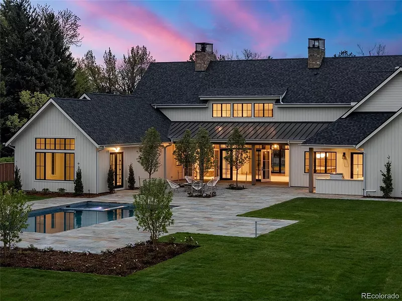 Image: Cherry Hills mansion at night