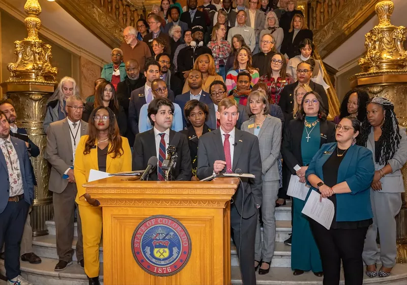 Image: People gathered at the Colorado Capitol.