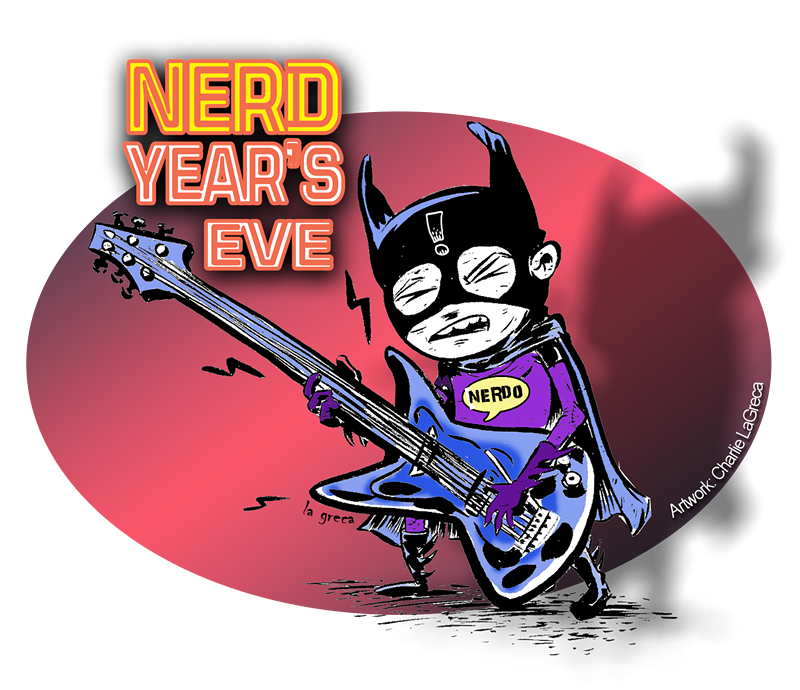 Image: A cartoon superhero playing the guitar