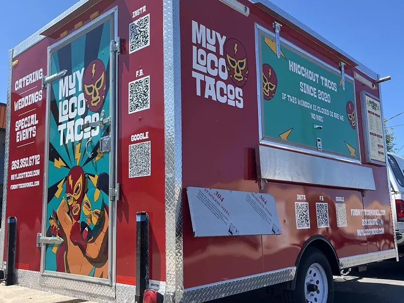 Image: a red food trailer