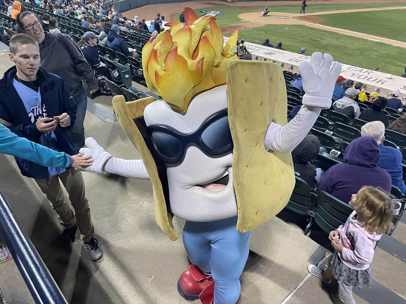 Toasty, the Rocky Mountain Vibes mascot.