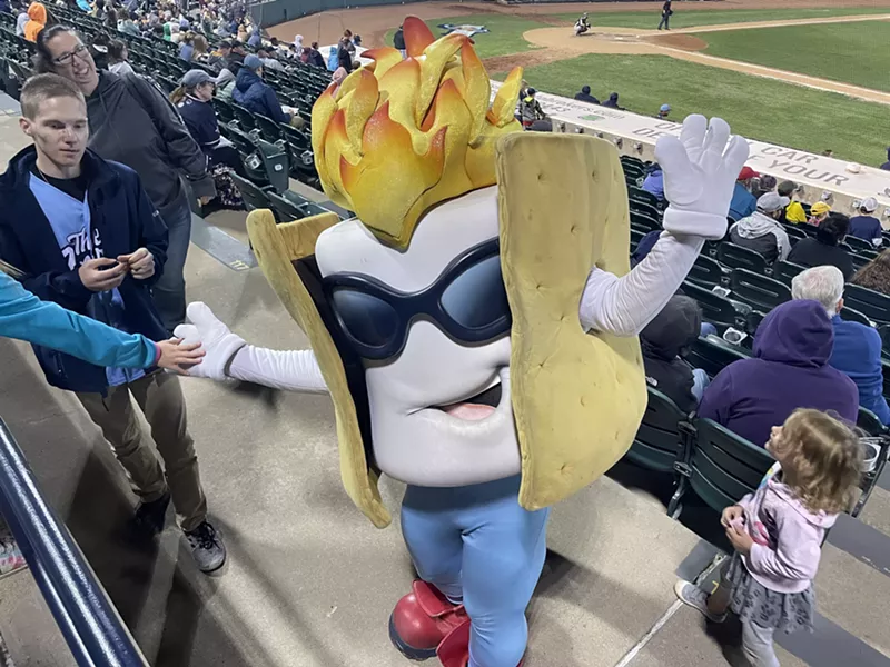 Image: Toasty, the Rocky Mountain Vibes mascot.