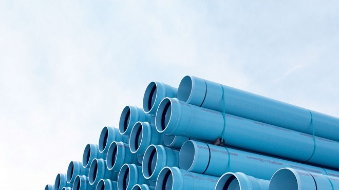 blue pvc water pipes