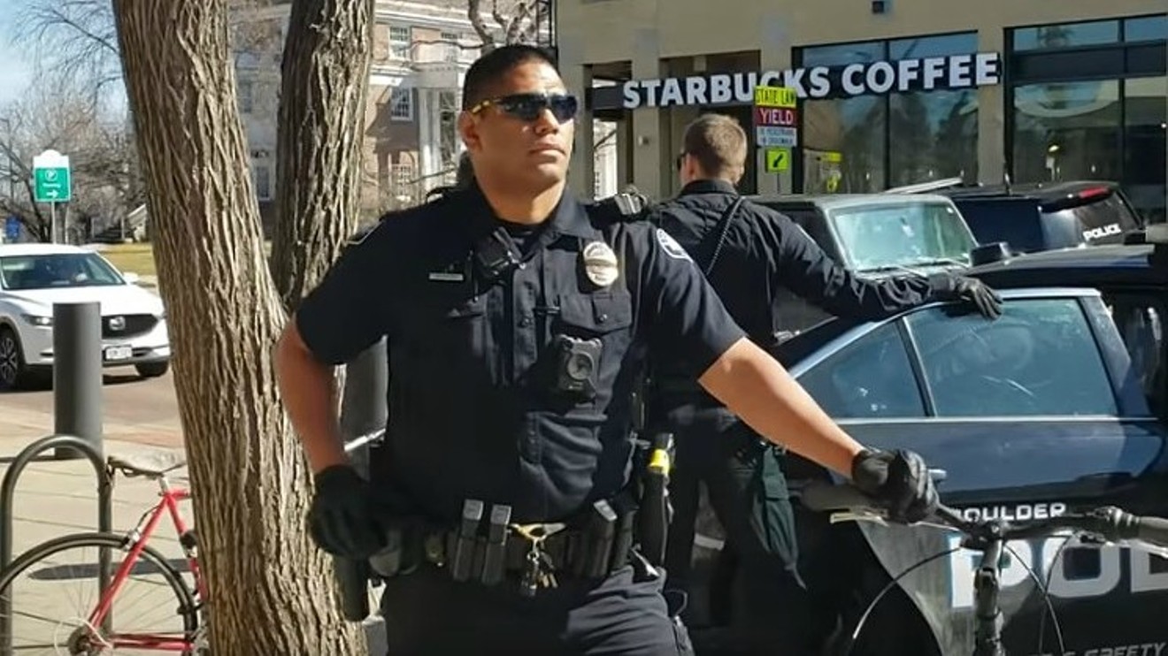 Officer Waylon Lolotai as seen in a March 2019 video shared by ZFG Videography, which is associated with a lawsuit against the Boulder Police Department over a separate incident that same year.