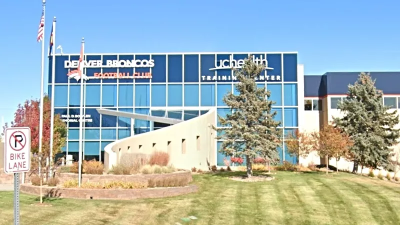 Image: The Denver Broncos, whose training center is located at 13655 East Broncos Parkway in Englewood, are dealing with another COVID-19 outbreak.