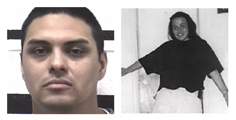 Image: A mug shot of Frank Vigil Jr. and a family photo of the late Brandi DuVall.