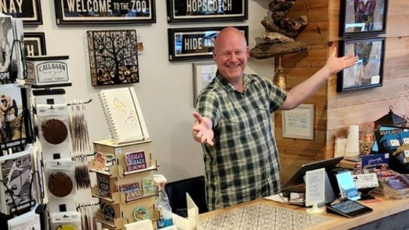 Chris Spears at his Olde Town Arvada store, Outside the Box.