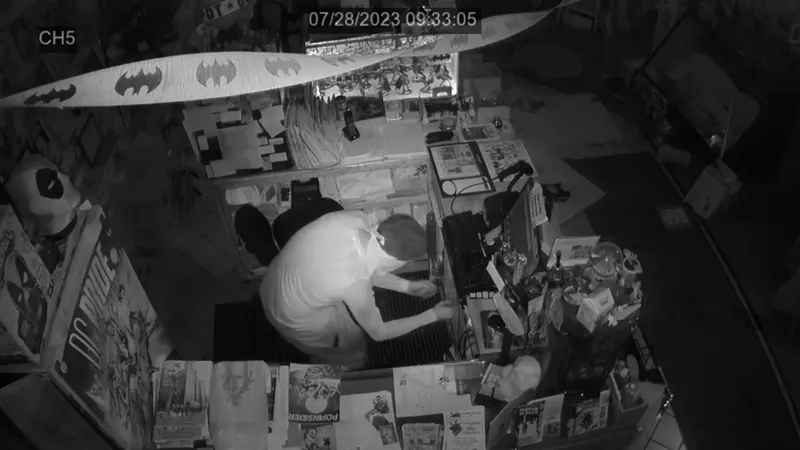 Image: The thief that burglarized Time Warp Comics in the early morning of July 29.