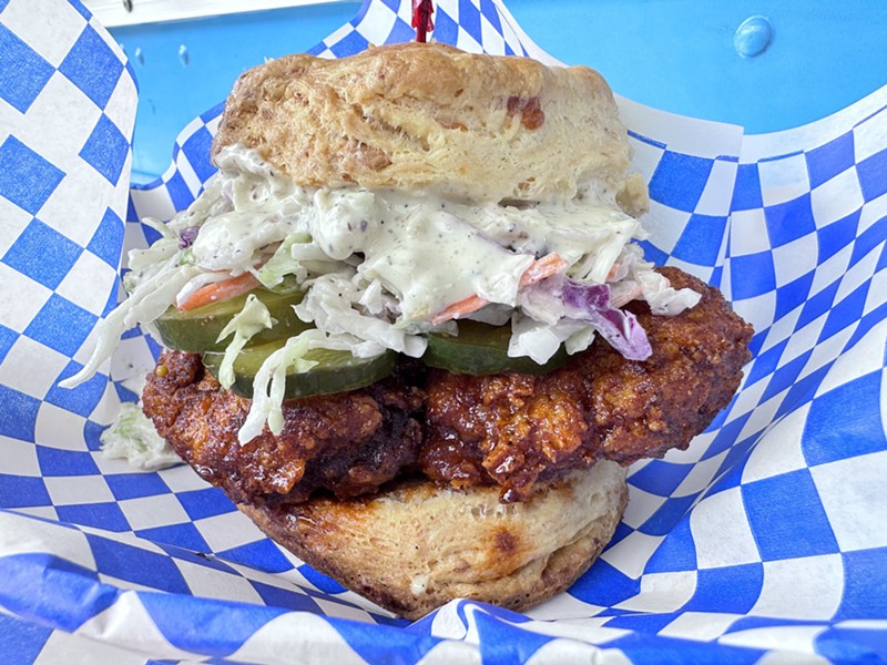 The Nashville hot fried chicken biscuit sandwich from Mama Jo's.