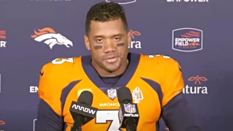 Image: Russell Wilson met the press with confidence after the Broncos' win over the Cleveland Browns on November 26.