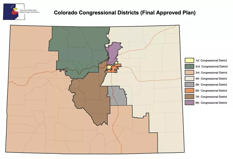 Image: Colorado's congressional districts as mapped out in 2021