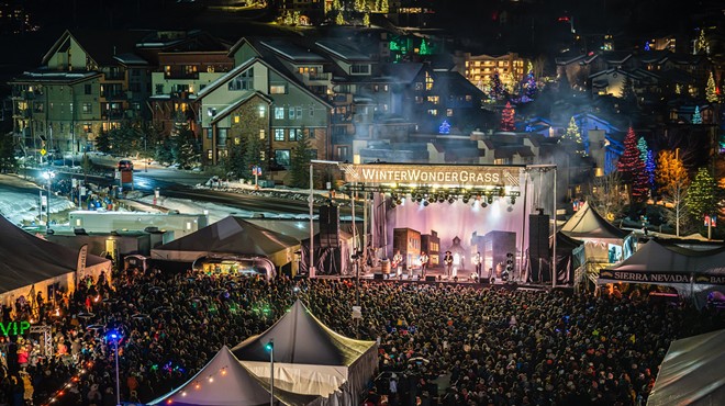 music festival stage in a mountain town