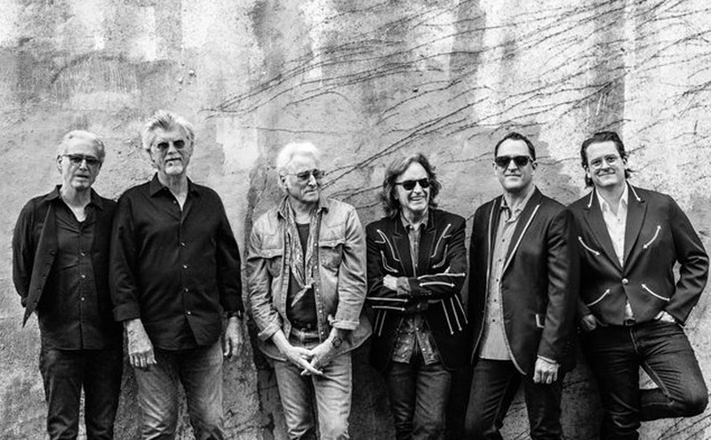 Nitty Gritty Dirt Band, left to right: Jim Photoglo, Bob Carpenter, Jimmie Fadden, Jeff Hanna, Jaime Hanna, Ross Holme