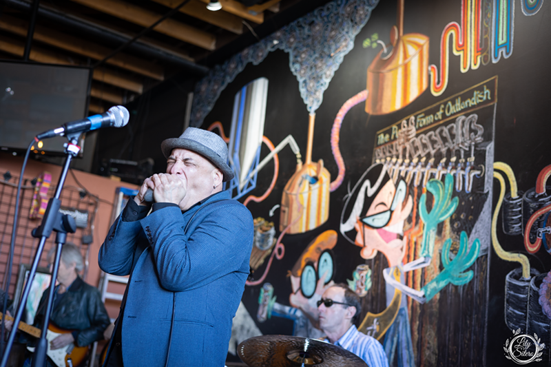Image: Al Chesis, of the Delta Sonics, at Music First's Mardi Gras and Blues Music Festival