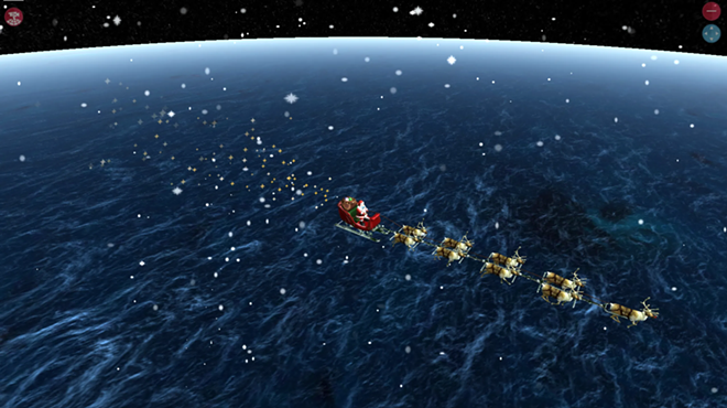 santa and reindeer in space