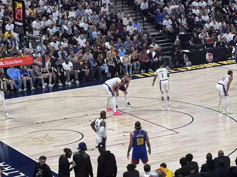 Image: The Nuggets won in a 114-103 victory at Saturday's games against the Lakers.