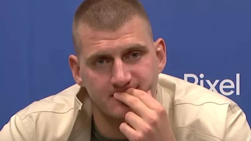 Image: Nikola Jokic at a post-game press conference