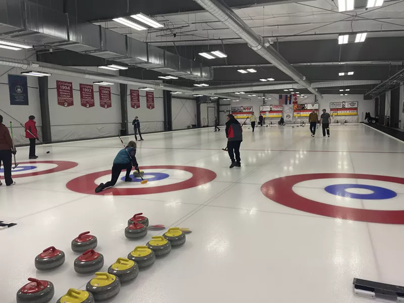 Image: The Denver Curling Club sports many national championship banners.