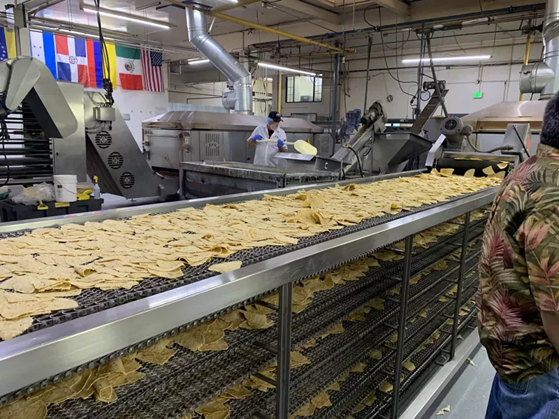 Image: chips on a conveyor belt