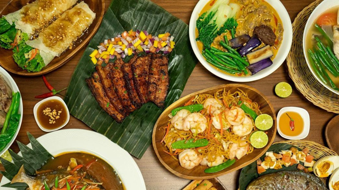 various food on plates