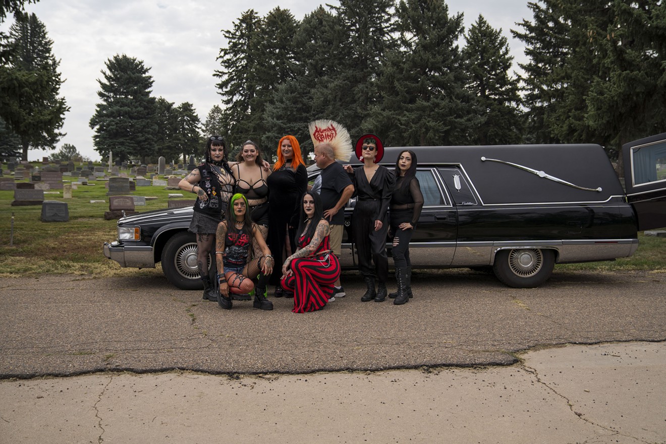 The Metal Maidens with "Mohawk" Bob Bagnal, after a music video shoot for local band Human Paint.