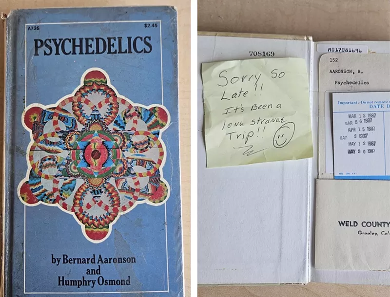 Image: Overdue blue Psychedelics library book