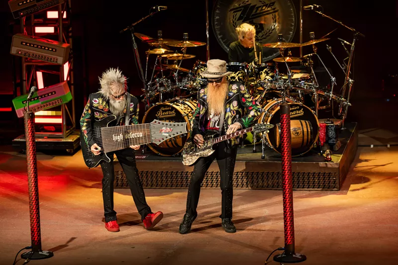 Image: ZZ Top on stage at Red Rocks
