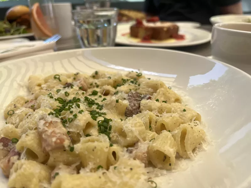 Image: A dish with creamy pasta