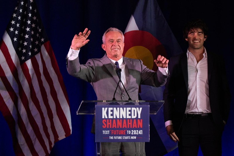 Independent presidential candidate Robert F. Kennedy Jr. speaks at a rally to encourage Coloradans to sign the petition allowing him access to the presidential ballot.