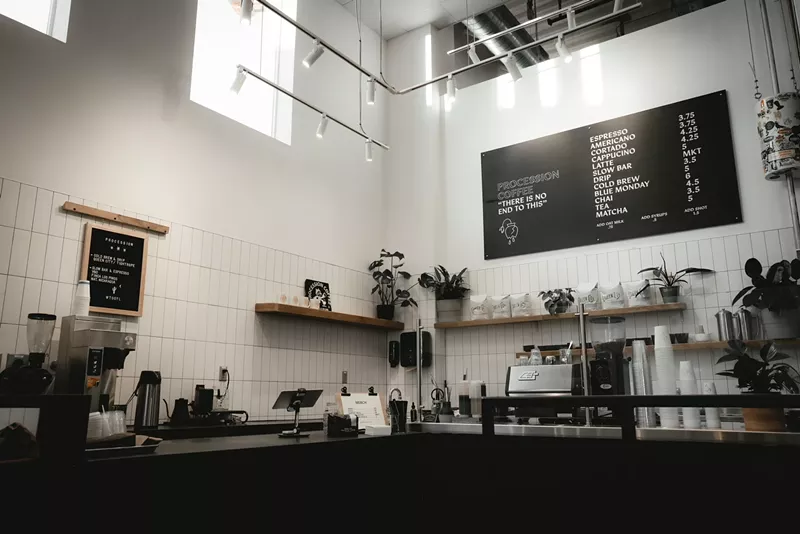 Image: The revamped interior of the Procession space has a straightforward menu accented by simple decor.