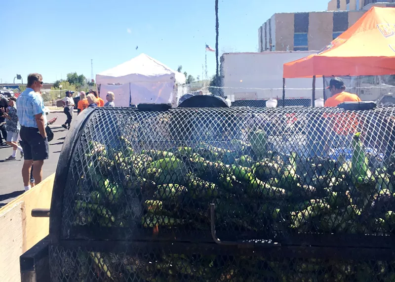 Image: Chiles roast at the 2019 Pueblo Chile & Frijoles Festival.
